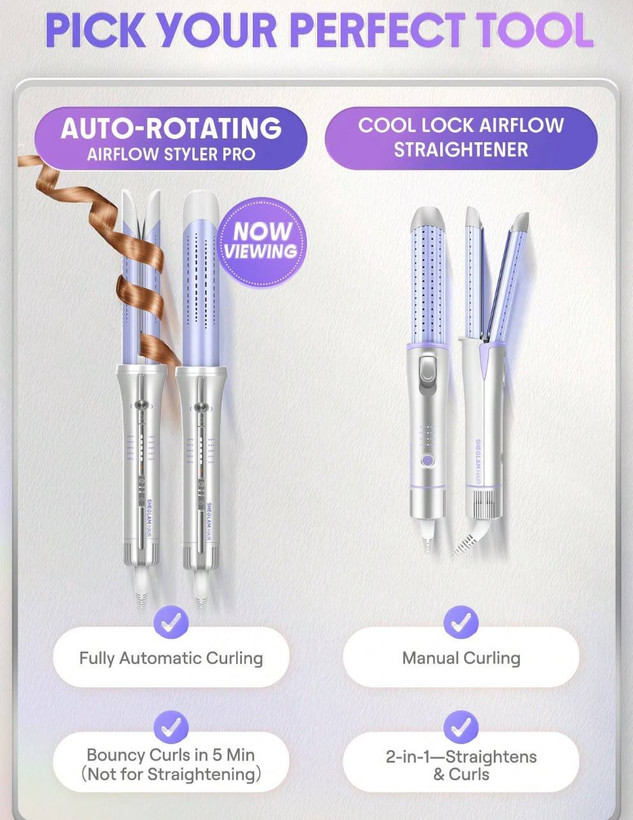 دستگاه کرلی مو ایر فلو شیگلم پرو (SHEGLAM Cool Lock Airflow Styler سایز25،32