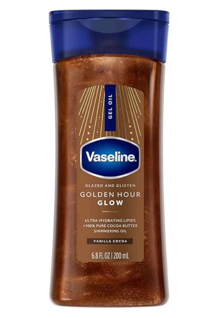 روغن ژل بدن شاین برنز وازلین Glazed and Glisten Golden Hour با درخشش وانیل و کاکائو