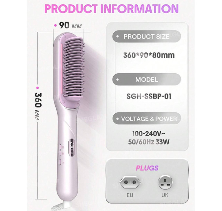 برس بخار شیگلم مدل Hydra Shot Steam Straightening Brush Pro | صافکننده حرفهای مو با فناوری بخار نانو