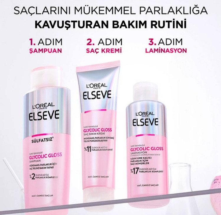 شامپو بدون سولفات براق کننده مو ELSEVE مدل GLYCOLIC GLOSS