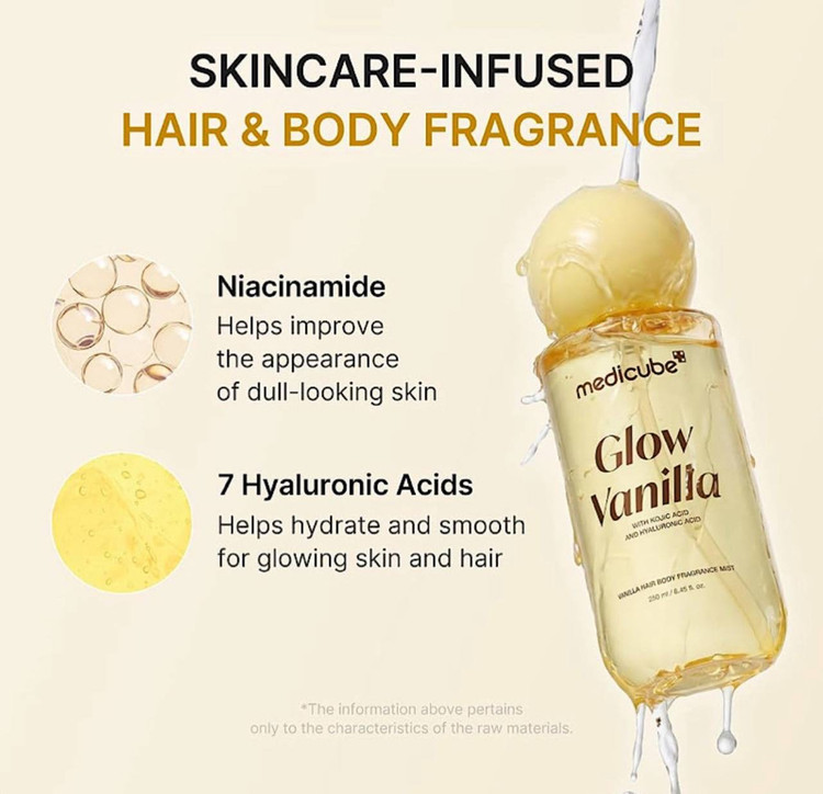 بادی میست و عطر مو مدیکیوب مدل Glow Vanilla حجم 250میل
