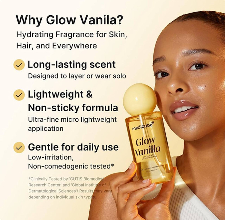 بادی میست و عطر مو مدیکیوب مدل Glow Vanilla حجم 250میل