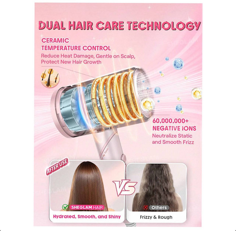 سشوار سه کاره شیگلم SHEGLAM HAIR مدل SGH-TTHD-01