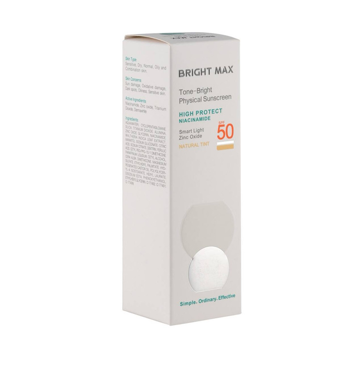 ضد آفتاب فیزیکال رنگی برایت مکس مدل Tone Bright با SPF 50 حجم 40 میلی لیتر